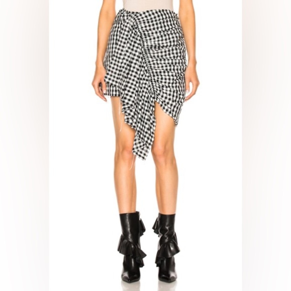 MARQUES ' ALMEIDA Gingham Shirting Front Gathered Skirt Size UK 8 US 4